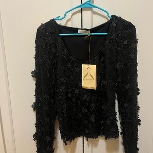 Stine Goya NEW with tags Black Maite Blouse - floral black long sleeve